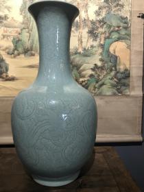 光绪豆青花卉花瓶一个古董古玩收藏品