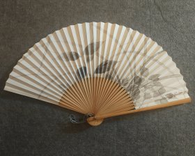 秋虫的鸣 日本回流京扇纸扇 扇高22Cm，展开最宽幅39.5Cm，印刷品，碧珠小吊，几乎全新。