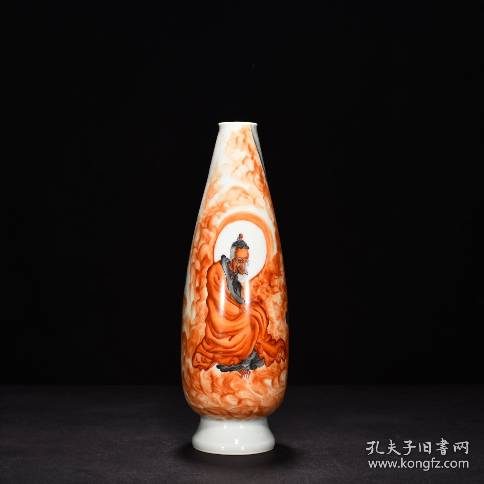 点击查看原图 民国竹溪道人王步矾红罗汉瓶 高30厘米宽10厘米