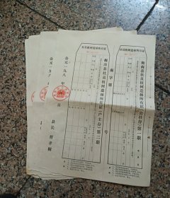 衡南县社员植树造林所有证。10张