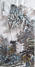 手绘国画山水画，青绿山水画，单张价格