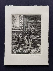 马丁·奥利特 （MARTÍN OLIETE）铜版画藏书票《唐吉可德》