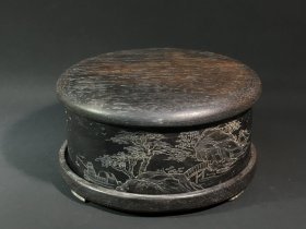 旧藏端砚 春江独钓款：李文田带盖