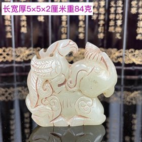 旧藏和田玉手把件，通体满工手工雕刻