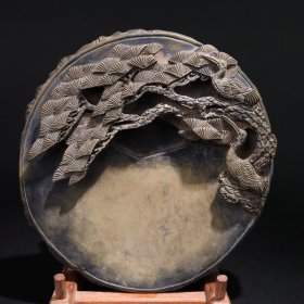 旧藏端砚“松春万古 鹤寿千年”款:蔡启僔