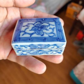清中期青花印泥盒！