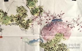 江风国画横幅花鸟人物564