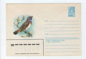 前苏联1979年蓝喉歌鸲普通邮资信封