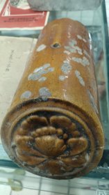 唐黄釉牡丹纹瓦当，500