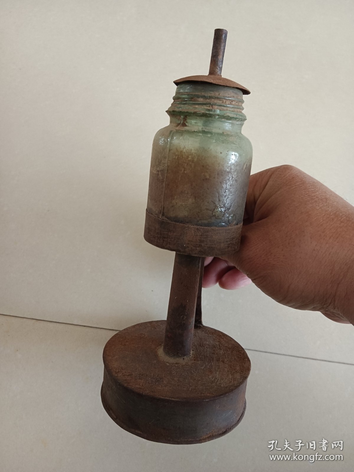 老油灯 高脚油灯 完整 总高20