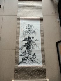 民国著名画家 松林桂月 南画大师 受日本皇室册封 被誉为最后的文人画家 山水条幅，尺寸74*34厘米