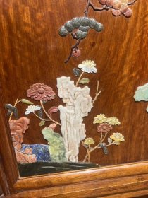 清代海南黄花梨镶嵌百宝面条柜一对