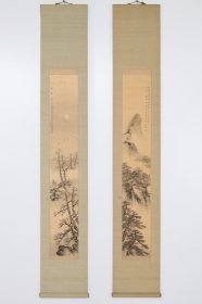《春秋山水》双幅 日本画