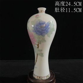 景德镇新款陶瓷青花釉里红牡丹花精美梅瓶家居客厅插花花瓶