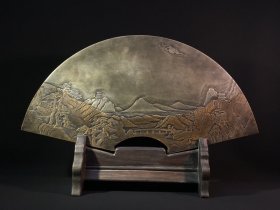 旧藏松花石砚屏 秋山人家款：（恽）寿平