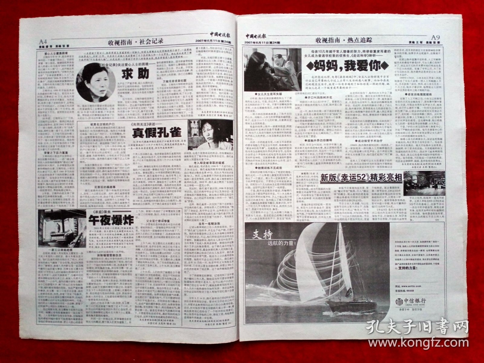 《中国电视报》2007—6—11，崔永元 晓光 卢兆荫 张保庆 钱文忠 香港十年 红楼梦