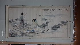 陕西著名人物画家顾长平老师国画《采莲图》，永久保真。2024