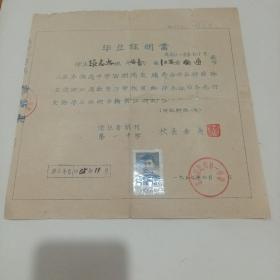 1957年，浙江省杭州第一中学，毕业证明书（25.5X25.5）