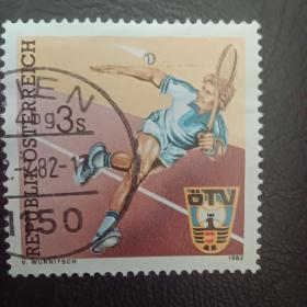 ox0107外国纪念邮票奥地利1982 奥地利网球协会 体育 销 1全 邮戳随机