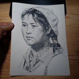 16开人物散页画一张