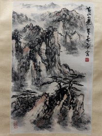 山西省临汾市洪洞县杜戍村董寿平黄山小景图立轴 画心尺寸68x42