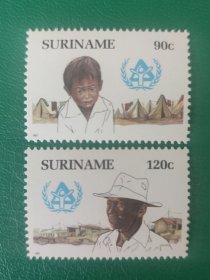 苏里南邮票 1987年国际无家可归者年-男孩 难民营 少数民族居住区 2全新