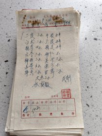 手写中药处方（二皮，白术，杭芍，云苓，神曲，降香，山楂，午支，广皮，桂枝，砂仁，乌芋，甘草，大枣）