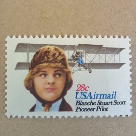 USA112美国航空票1980年首位女飞行员/斯科特/人物邮票 外国邮票 新 1全
