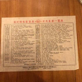 50年代兰州佛慈制药厂出品良药一览表一张