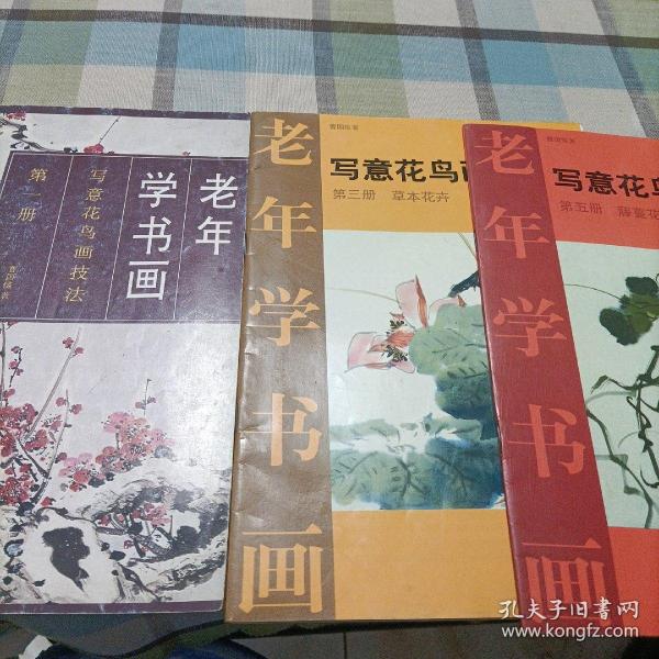 老年学书画：写意花鸟画技法《第一册》（第三册 草本花卉）《第五册  藤蔓花卉》