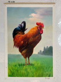 朝鲜油画 金京秀 作品“大公鸡”