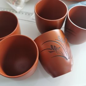 日本瓷器 常滑烧 五杯