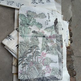 手绘山水条幅