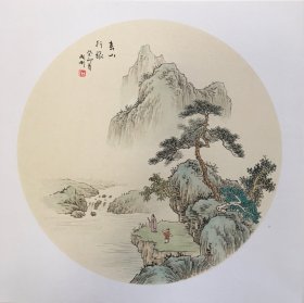 【春山行旅图】河北陶瓷艺术大师石老师精品卡纸仿古山水