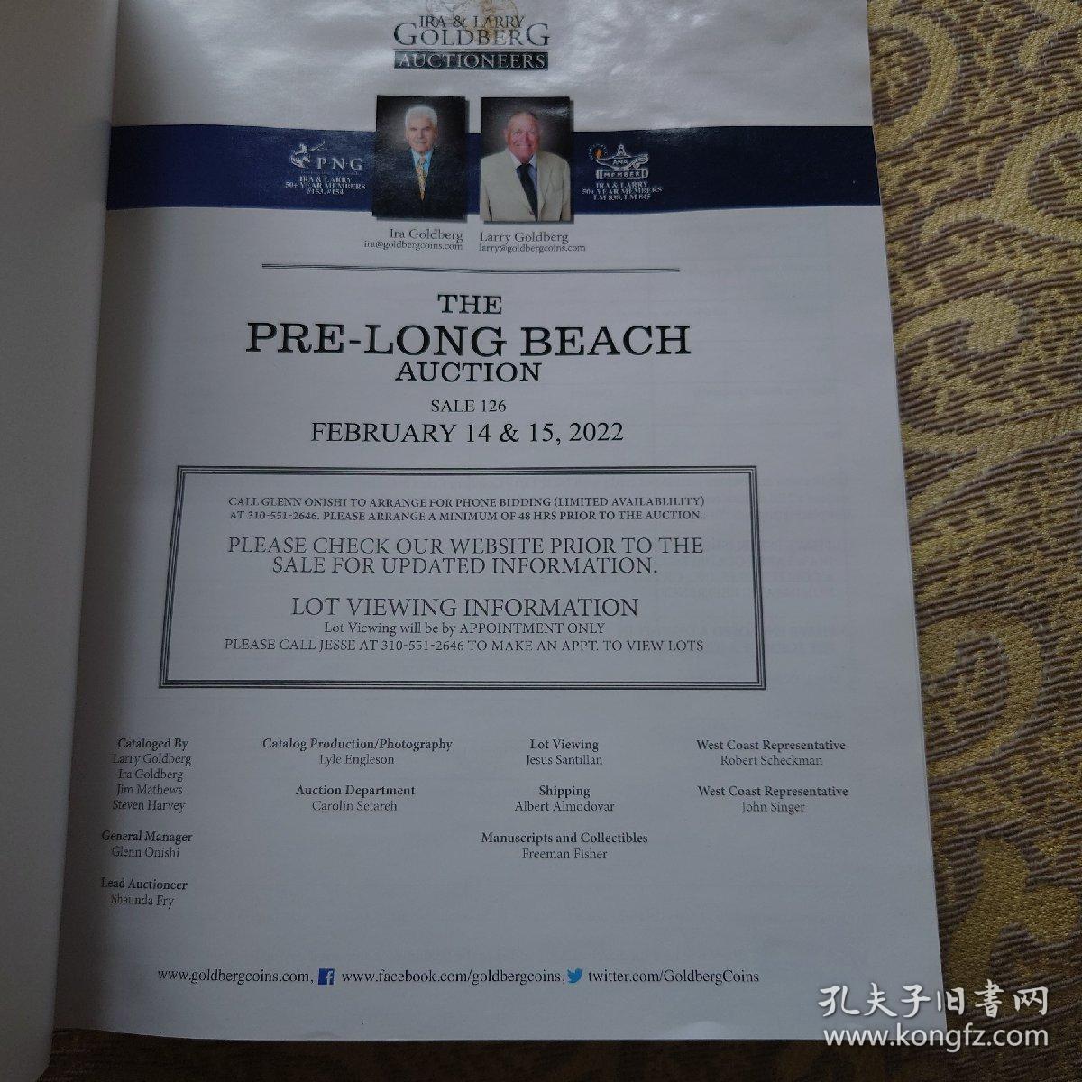 PRE-LONG BEACH AUCTION：拍卖会金银币拍卖图录 （FEBURARY 14-15,2022）