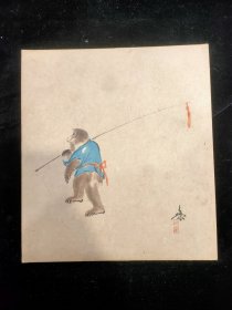 日本回流 :早期手绘 猴子 卡纸画
