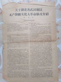 关于湖北省武汉地区无产阶级文化大革命情况介绍（1966年9月16日）