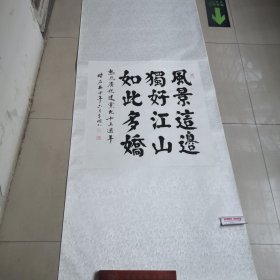 李明毛笔书法作品，真迹／实物拍摄全长200厘米，宽78厘米聊城市高新区地方名人