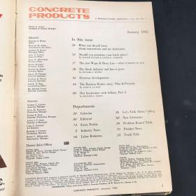 CONCRETE PRODUCTS VOL.65  NOS.1-12 JAN.-DEC. 1962   混凝土制品 月刊合订本 英文版