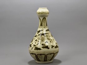宋青花瑞鹿纹蒜头瓶 古玩古董古瓷器老货收藏