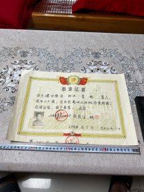 1958年，上海市第五十四中学毕业证一张，折叠发货