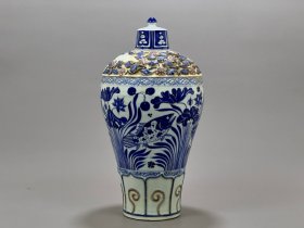 元青花捏花鱼藻纹梅瓶36/20厘米