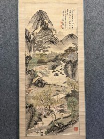 古筆兰亭曲水图【田能村直入】 
1814 - 1907名痴，字顧絕，號小虎、小虎散 人、笠翁、青灣漁老、青灣茶寮、青椀、直入山樵、山樵、 畫仙堂、竹翁居士。豐後國（今大分縣）生人。9歲入田 能村竹田門下，後成為其養子，並易姓田能村。儒學從 師籙崎小竹、大鹽後素。1882年參與籌建京都府畫學 校，初任校長，辭職後又創建南宗畫學校，是明治時期
南宗畫的倡導者，京都畫壇的重鎮