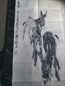 黄胄字画三只驴水墨画驴国画微喷70/35