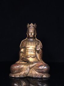 纯铜观音菩萨佛像，宽17cm高24.5cm厚11.5cm，重约2公斤，