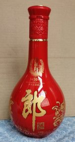 旧的空酒瓶，红釉亮瓷一字书法，华艺陶瓷出品酒瓶高23厘米一斤装，原物拍照A1