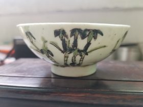 竹子图案小茶碗