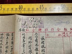 1953年，潼关县合作社联合社报告，关于技术站刘纪学同志来我社研究改进步犁推广工作情况事宜，大张，共2页，毛笔手写，字迹特别漂亮