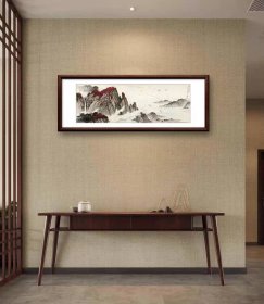 魏紫熙 鄱阳湖秋色 镜框50x125厘米 茶室书房挂画