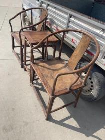 黄花梨圈椅三件套古董传世二手海南黄花梨老家具